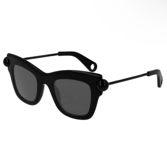 $750 Christopher Kane Cat Eye Sunglasses Black Grey Lens Sleek Polished Bold - Picture 1 of 15